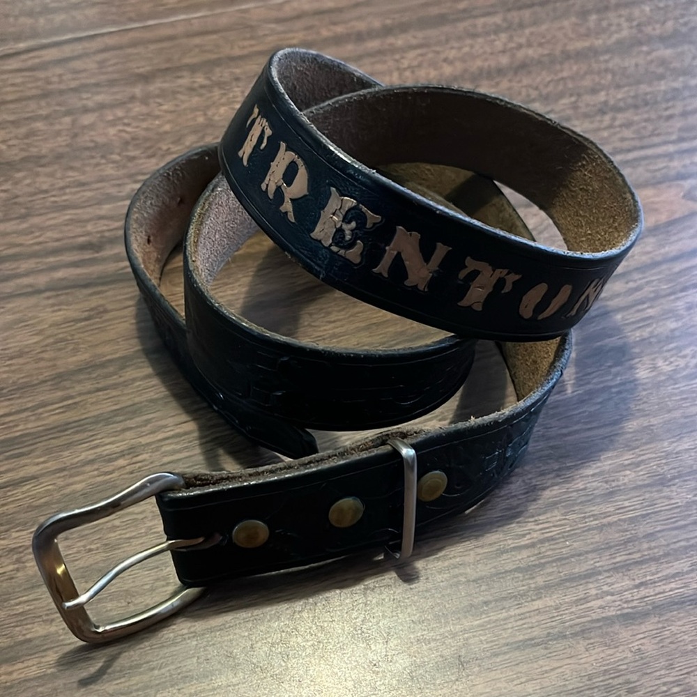 Vintage Trenton Engine Black Leather Belt